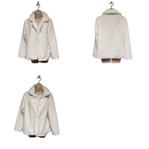 Melissa Paige Fleece Super Soft Single Breasted Long Sleeve White Jacket Size M